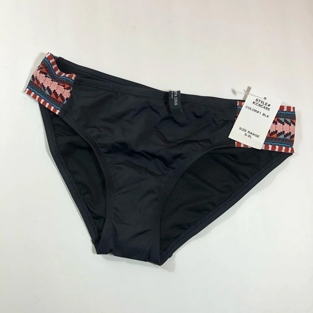 Kenneth Cole Black Geometric Bikini Bottom S